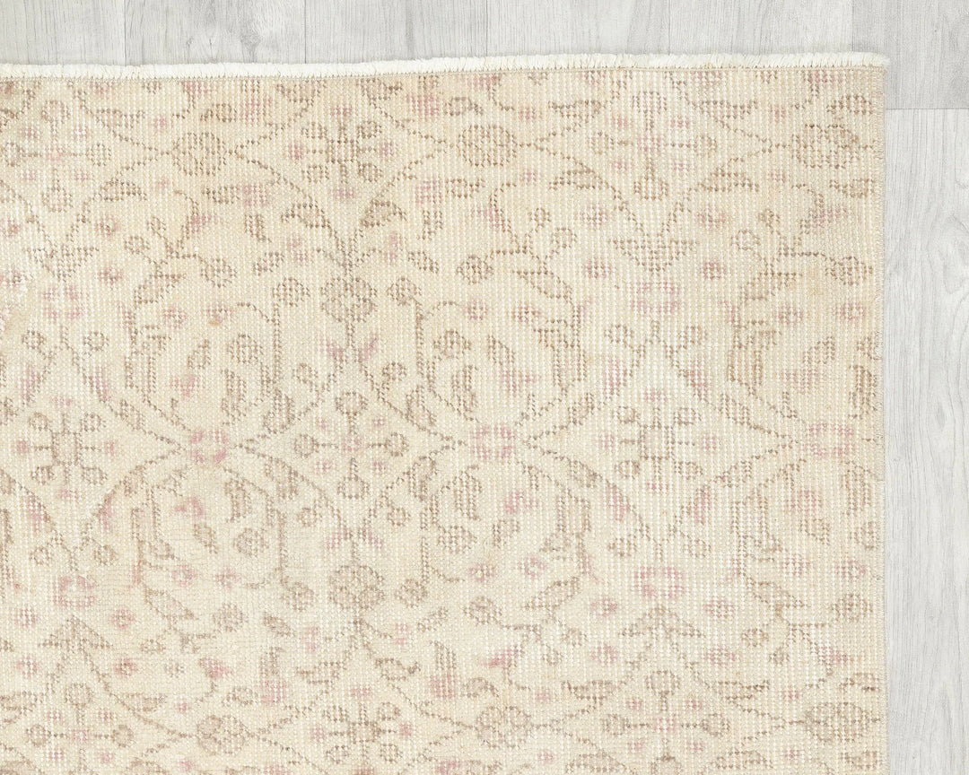 Beige Turkish Oushak Rug 3'8" x 6'7" Hand-Knotted | No. VR95336