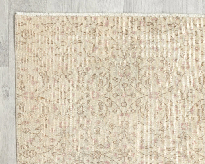Beige Turkish Oushak Rug 3'8" x 6'7" Hand-Knotted | No. VR95336