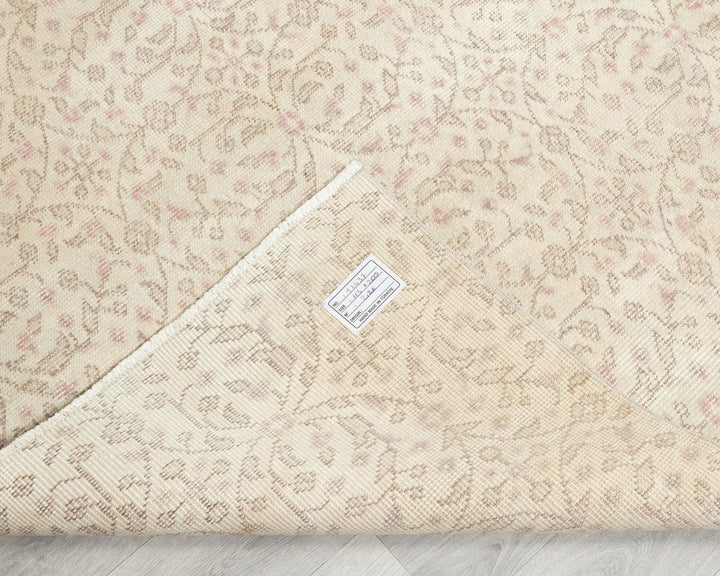 Beige Turkish Oushak Rug 3'8" x 6'7" Hand-Knotted | No. VR95336