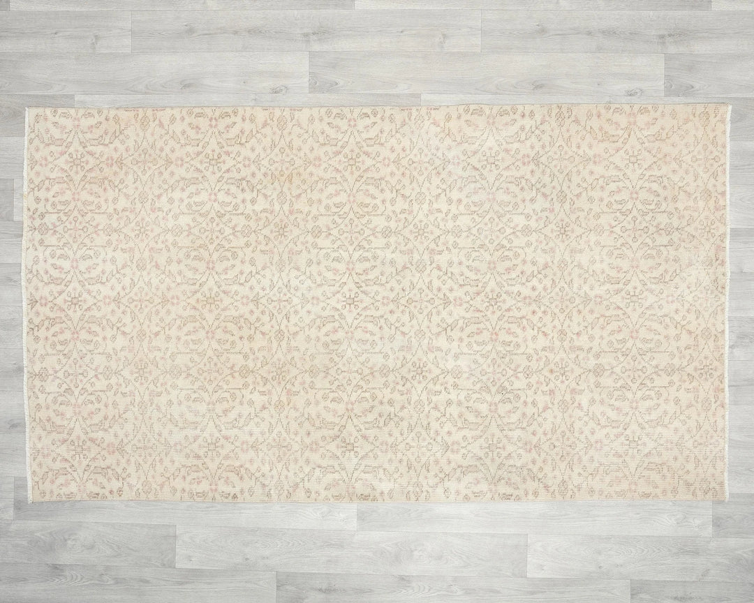 Beige Turkish Oushak Rug 3'8" x 6'7" Hand-Knotted | No. VR95336