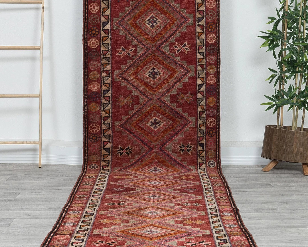 Multicolor Turkish Oushak Rug 12' 10" x 2' 11" Hand-Knotted | No. VR95540