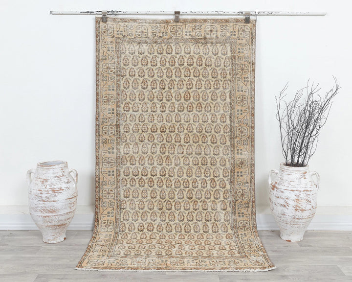 Beige Turkish Oushak Rug 3'9" x 6'9" Hand-Knotted | No. VR95565