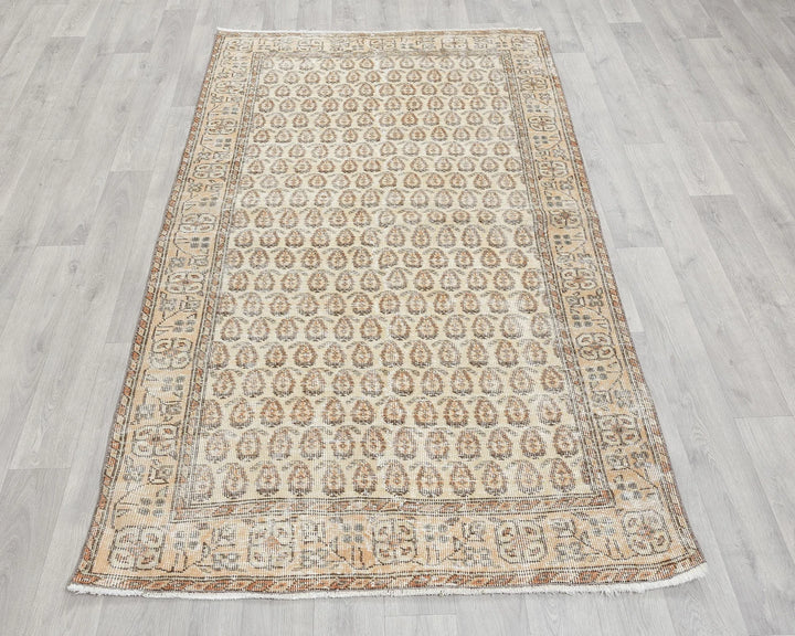 Beige Turkish Oushak Rug 3'9" x 6'9" Hand-Knotted | No. VR95565