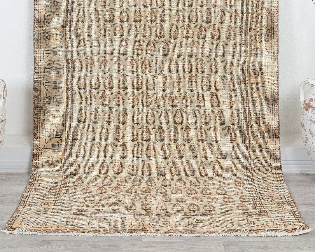 Beige Turkish Oushak Rug 3'9" x 6'9" Hand-Knotted | No. VR95565
