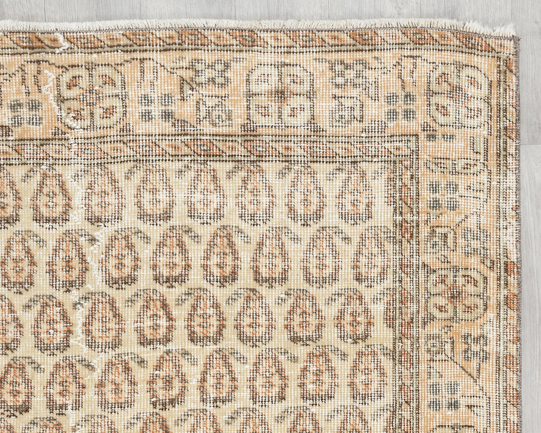 Beige Turkish Oushak Rug 3'9" x 6'9" Hand-Knotted | No. VR95565