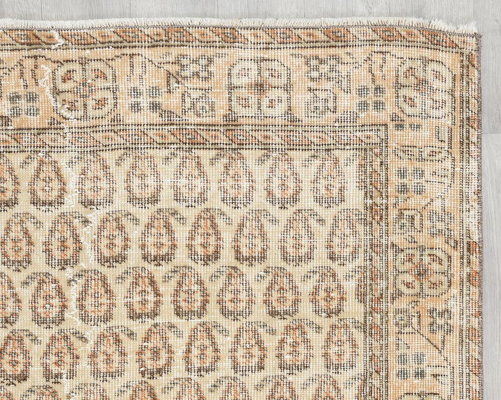 Beige Turkish Oushak Rug 3'9" x 6'9" Hand-Knotted | No. VR95565