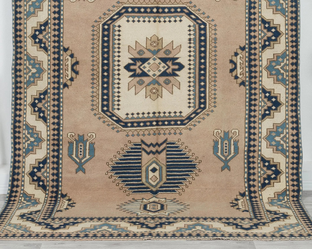 Multicolor Turkish Oushak Rug 5' 5" x 8' 7" Hand-Knotted | No. VR95585