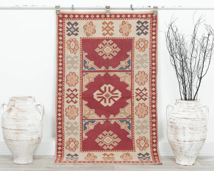 Multicolor Turkish Oushak Rug 4' 8" x 2' 10" Hand-Knotted | No. VR95745