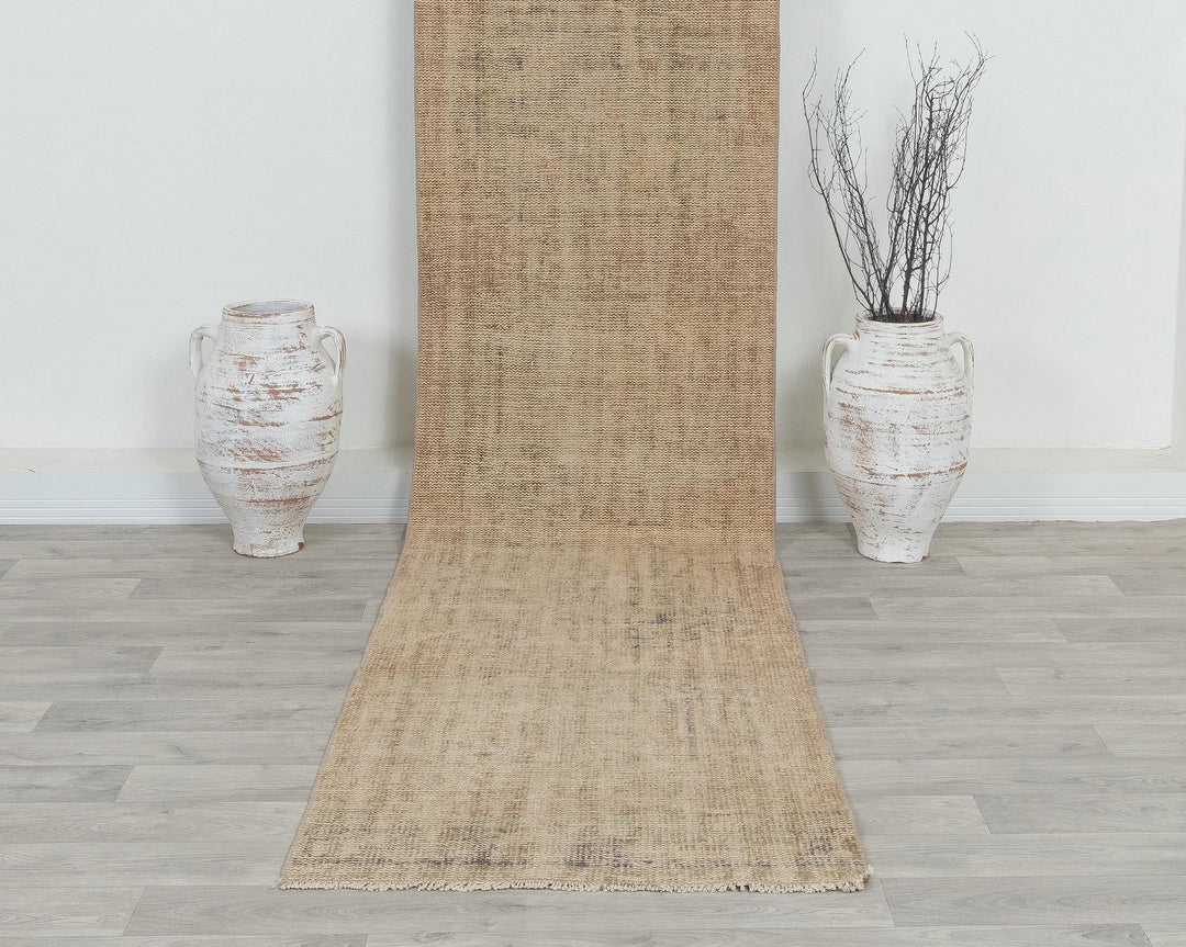 Blue Turkish Oushak Rug 2'7" x 11'4" Hand-Knotted detail