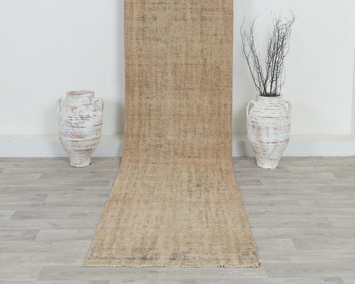Blue Turkish Oushak Rug 2'7" x 11'4" Hand-Knotted detail