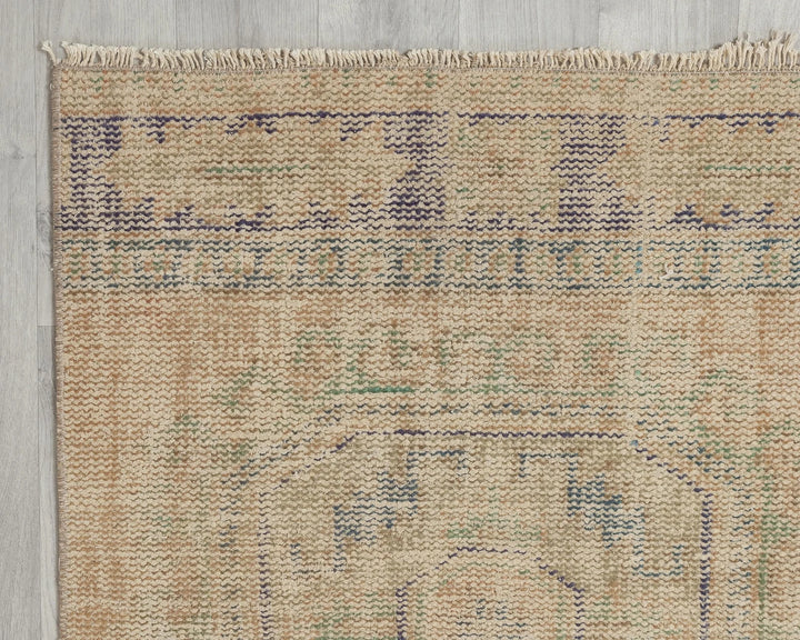 Blue Turkish Oushak Rug 2'7" x 11'4" Hand-Knotted border