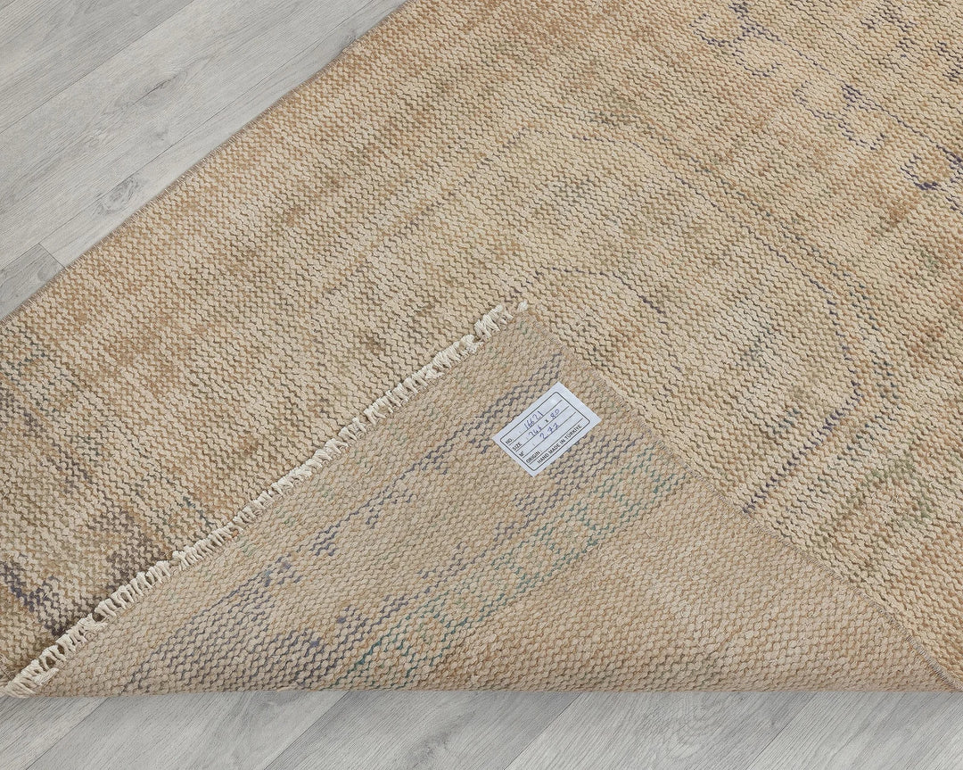 Blue Turkish Oushak Rug 2'7" x 11'4" Hand-Knotted texture