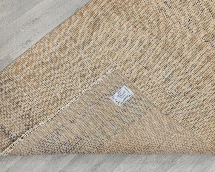 Blue Turkish Oushak Rug 2'7" x 11'4" Hand-Knotted texture
