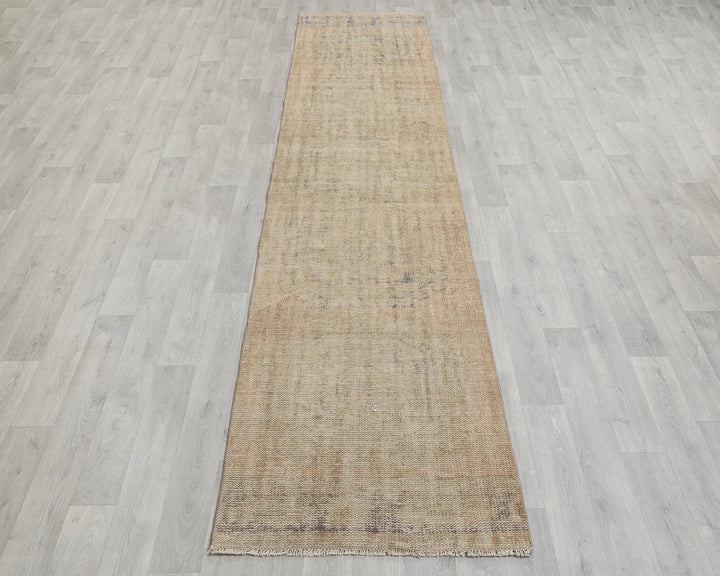 Blue Turkish Oushak Rug 2'7" x 11'4" Hand-Knotted reverse