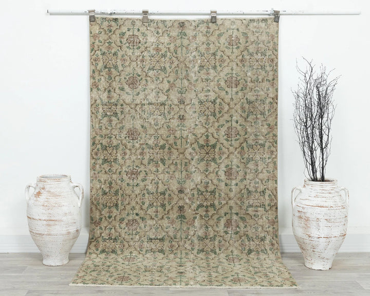 Multicolor Turkish Oushak Rug 6'8" x 3'11" Hand-Knotted | No. VR95962