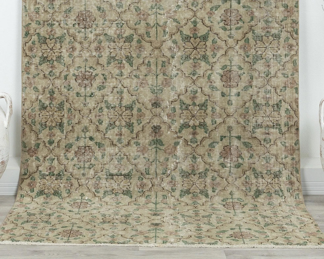 Multicolor Turkish Oushak Rug 6'8" x 3'11" Hand-Knotted | No. VR95962