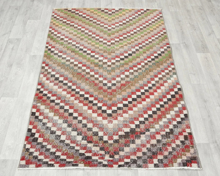 Multicolor Turkish Oushak Rug 3'9" x 5'9" Hand-Knotted | No. VR96089