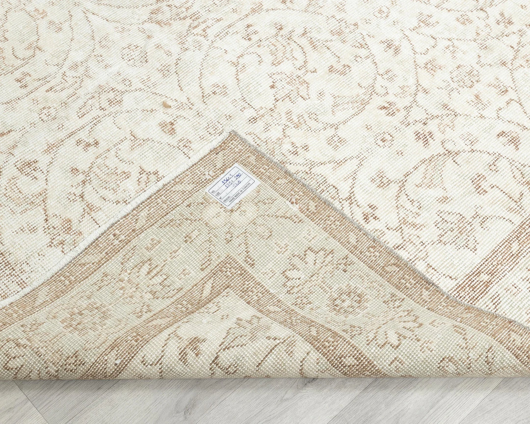 Beige Turkish Oushak Rug 6'1" x 9'7" Hand-Knotted | No. VR96176
