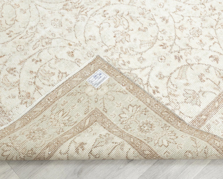 Beige Turkish Oushak Rug 6'1" x 9'7" Hand-Knotted | No. VR96176