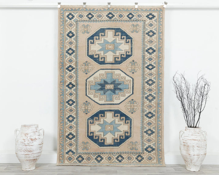 Multicolor Turkish Oushak Rug 4'6" x 6'11" Hand-Knotted | No. VR96213
