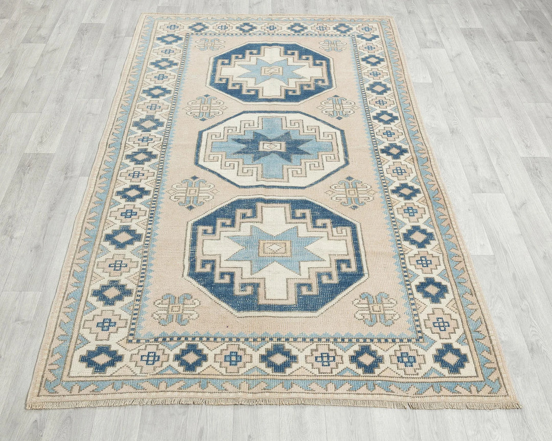 Multicolor Turkish Oushak Rug 4'6" x 6'11" Hand-Knotted | No. VR96213