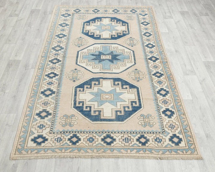 Multicolor Turkish Oushak Rug 4'6" x 6'11" Hand-Knotted | No. VR96213