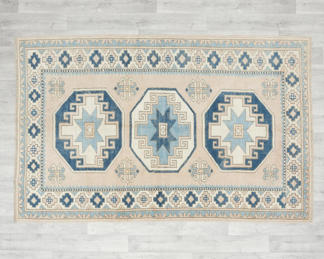 Multicolor Turkish Oushak Rug 4'6" x 6'11" Hand-Knotted | No. VR96213