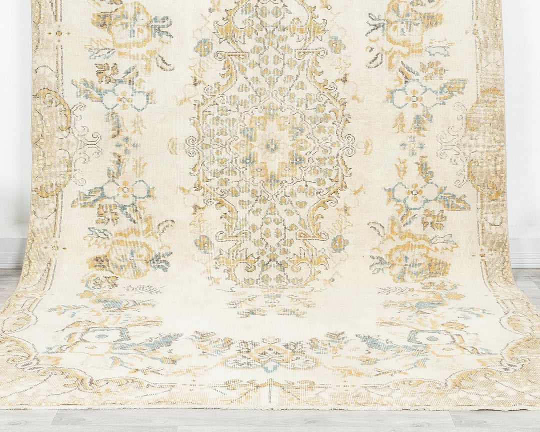 Beige Turkish Oushak Rug 5' 11" x 10' Hand-Knotted | No. VR96332