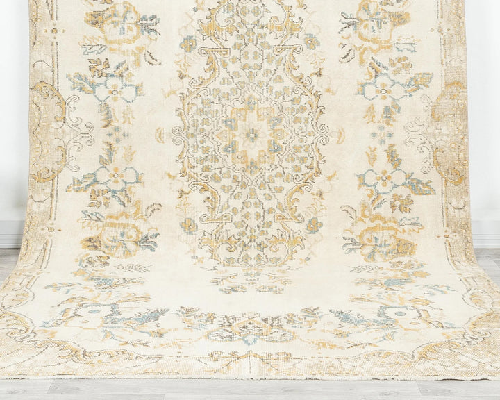 Beige Turkish Oushak Rug 5' 11" x 10' Hand-Knotted | No. VR96332