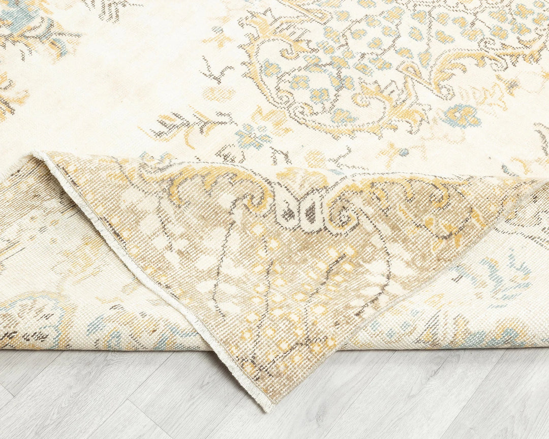 Beige Turkish Oushak Rug 5' 11" x 10' Hand-Knotted | No. VR96332