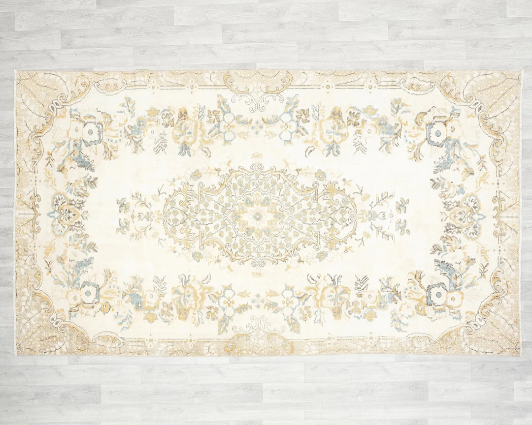 Beige Turkish Oushak Rug 5' 11" x 10' Hand-Knotted | No. VR96332