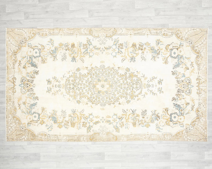 Beige Turkish Oushak Rug 5' 11" x 10' Hand-Knotted | No. VR96332