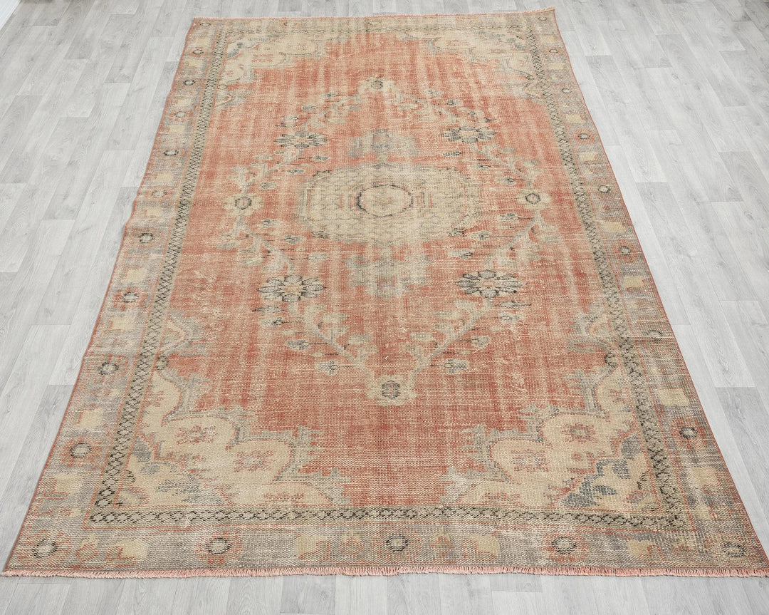 Multicolor Turkish Oushak Rug 6' 1" x 10' Hand-Knotted | No. VR96351