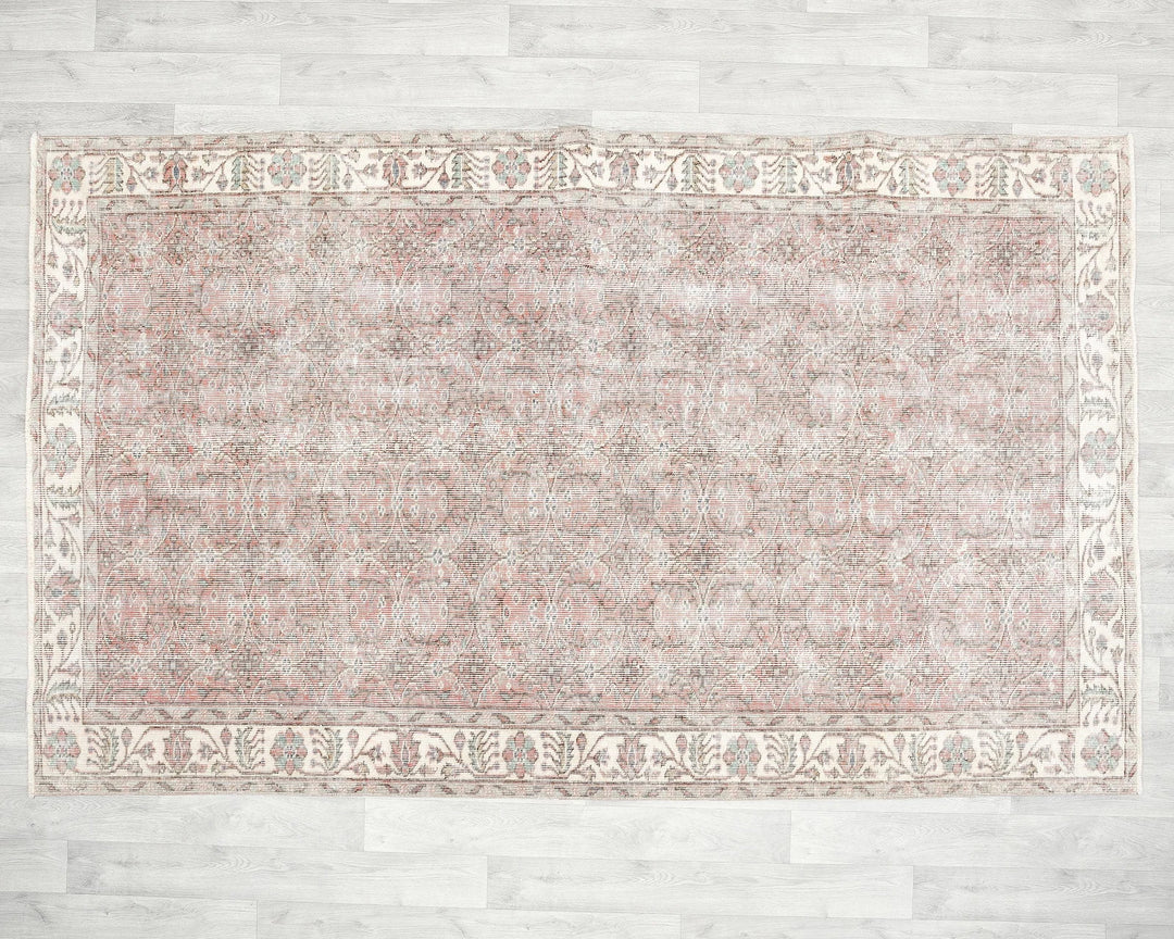 Pink Turkish Oushak Rug 8'8" x 5'1" Hand-Knotted | No. VR96414