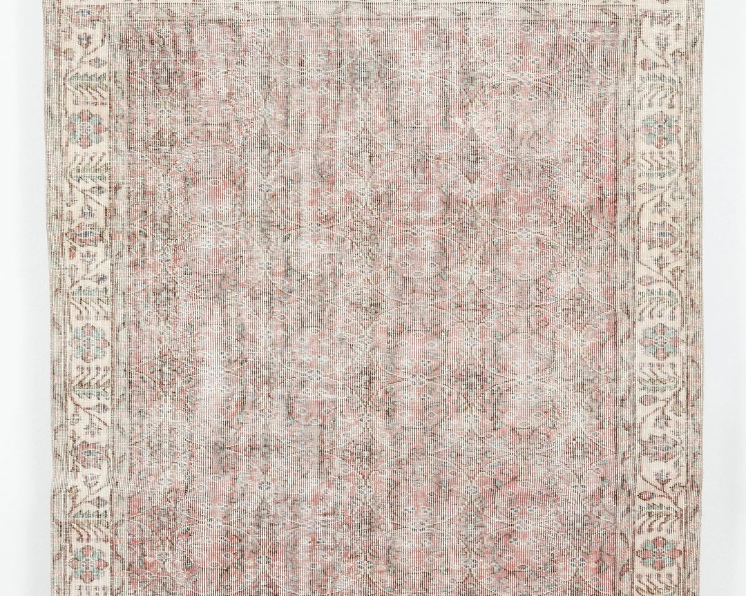 Pink Turkish Oushak Rug 8'8" x 5'1" Hand-Knotted | No. VR96414
