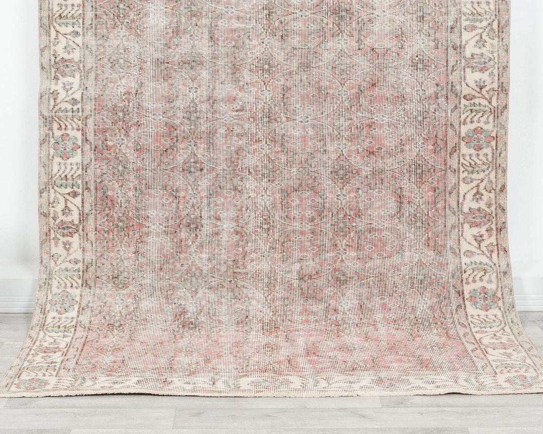 Pink Turkish Oushak Rug 8'8" x 5'1" Hand-Knotted | No. VR96414