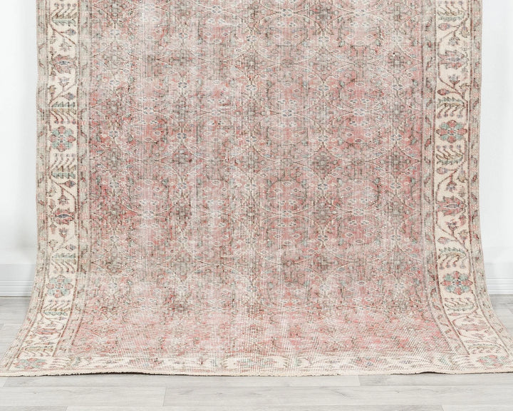 Pink Turkish Oushak Rug 8'8" x 5'1" Hand-Knotted | No. VR96414