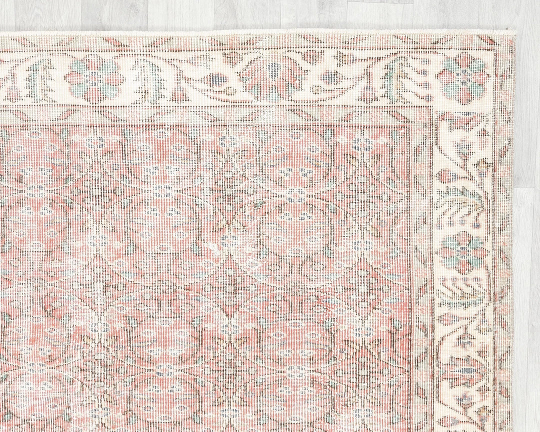 Pink Turkish Oushak Rug 8'8" x 5'1" Hand-Knotted | No. VR96414