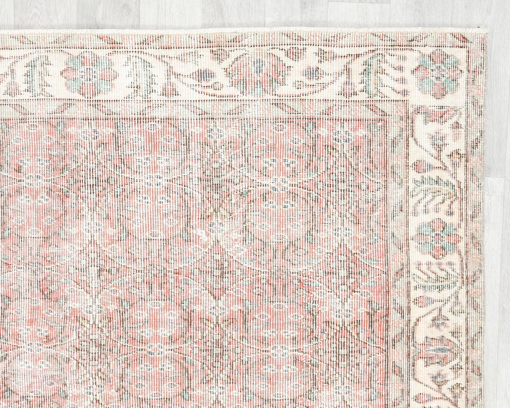 Pink Turkish Oushak Rug 8'8" x 5'1" Hand-Knotted | No. VR96414