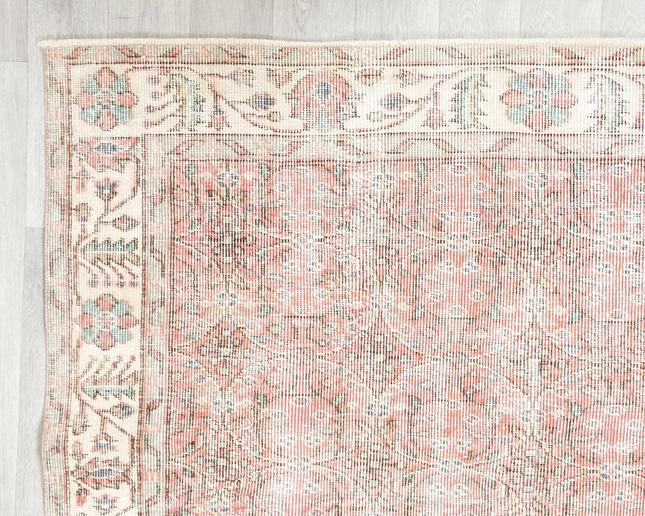 Pink Turkish Oushak Rug 8'8" x 5'1" Hand-Knotted | No. VR96414