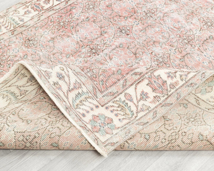 Pink Turkish Oushak Rug 8'8" x 5'1" Hand-Knotted | No. VR96414