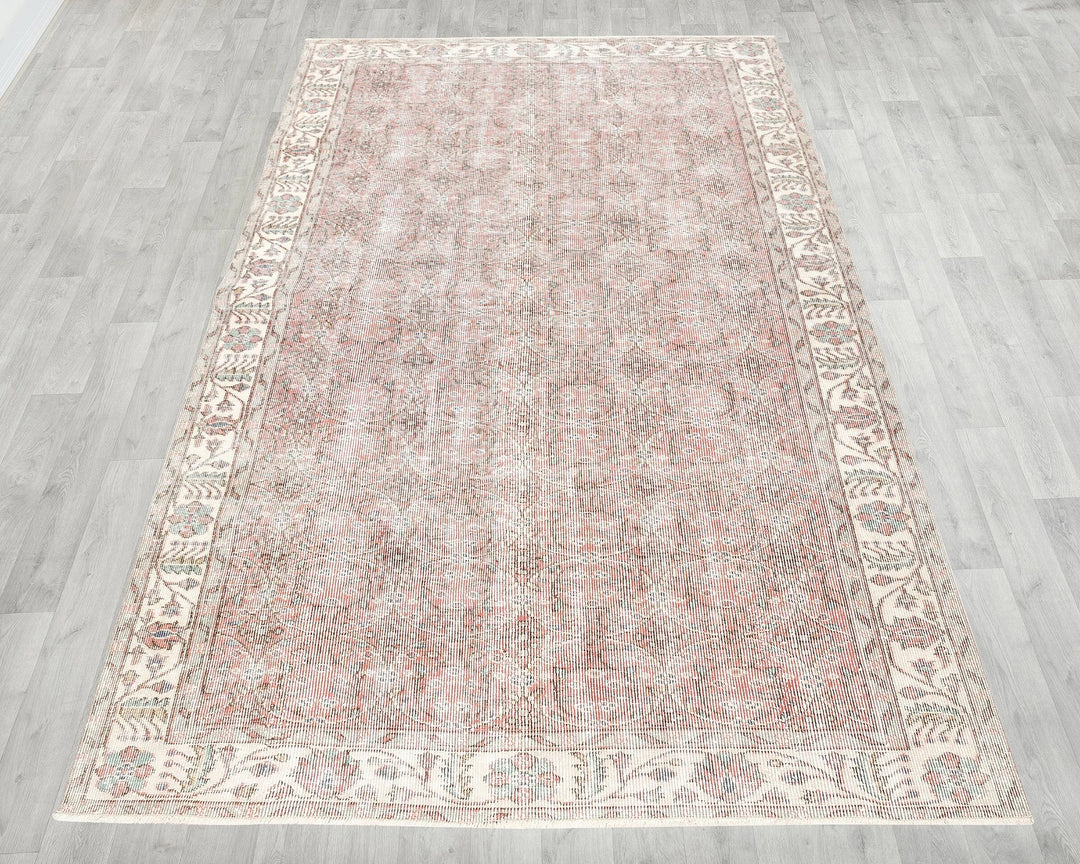 Pink Turkish Oushak Rug 8'8" x 5'1" Hand-Knotted | No. VR96414