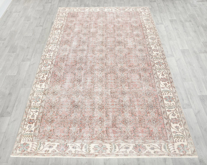 Pink Turkish Oushak Rug 8'8" x 5'1" Hand-Knotted | No. VR96414