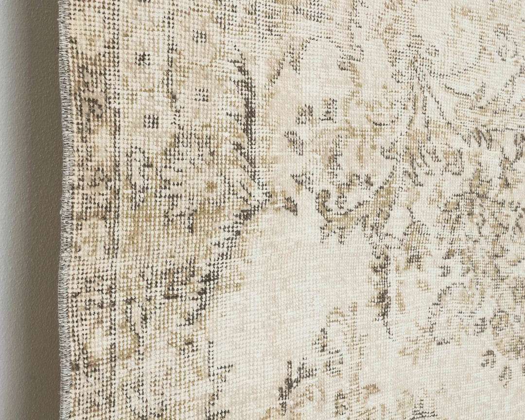 Beige Turkish Oushak Rug 6' 4" x 9' 8" Hand-Knotted | No. VR96429