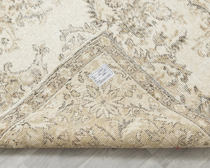 Beige Turkish Oushak Rug 6' 4" x 9' 8" Hand-Knotted | No. VR96429