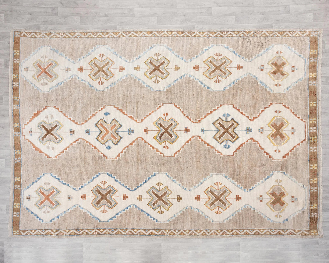 Neutral Oushak Rug 9' 5" x 12' 10" | No. VR96495