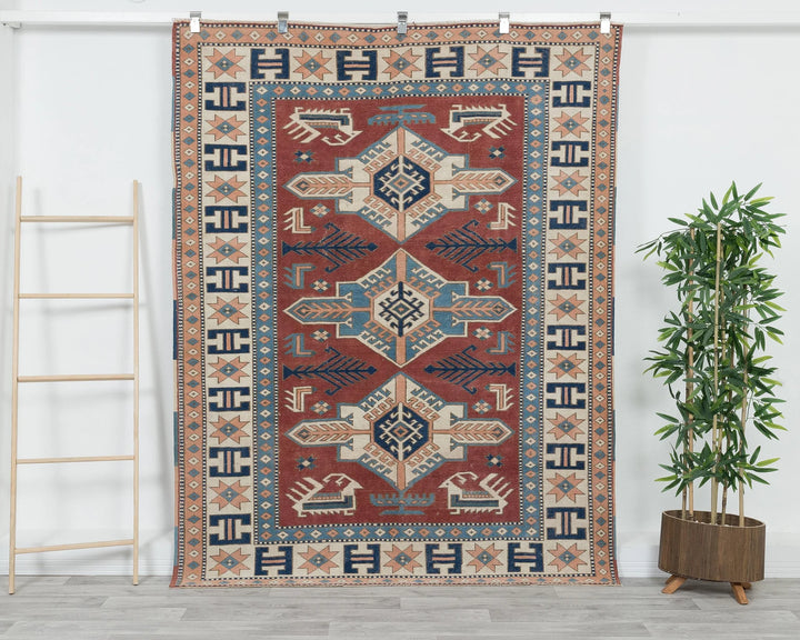 Red Turkish Oushak Rug 5'5" x 7' Hand-Knotted | No. VR96845