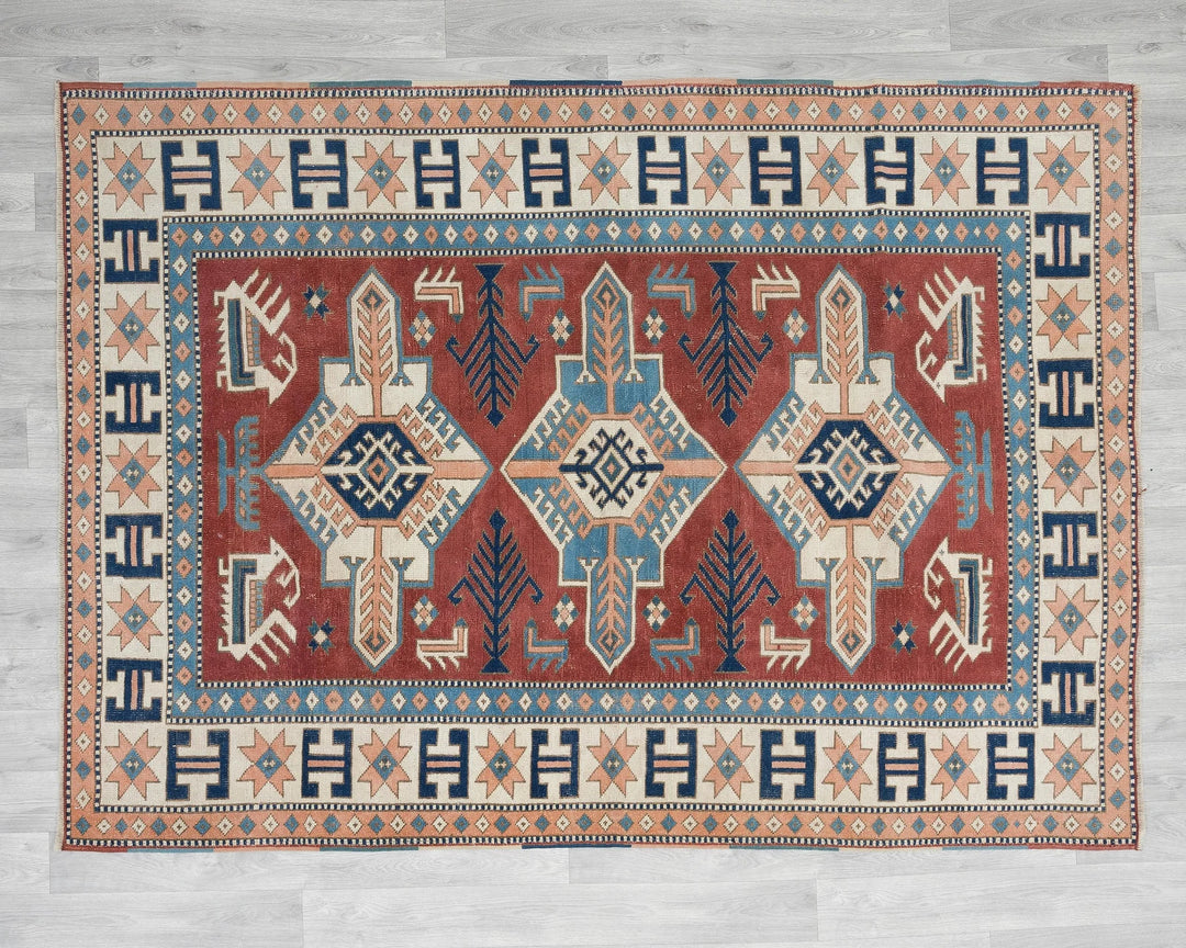 Red Turkish Oushak Rug 5'5" x 7' Hand-Knotted | No. VR96845