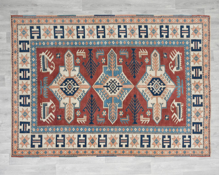 Red Turkish Oushak Rug 5'5" x 7' Hand-Knotted | No. VR96845
