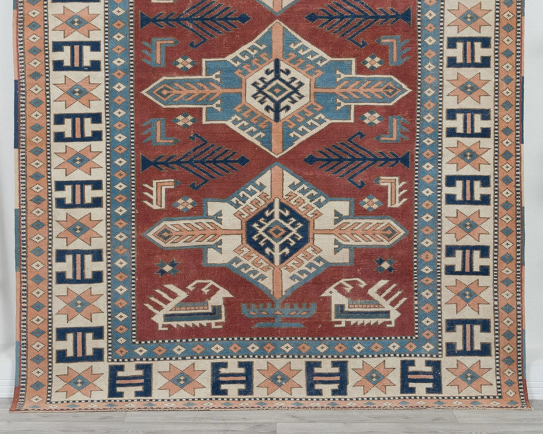 Red Turkish Oushak Rug 5'5" x 7' Hand-Knotted | No. VR96845